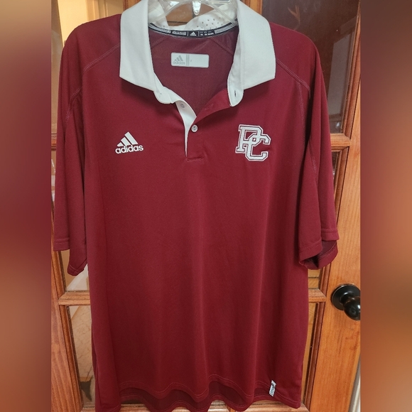 PC Adidas Burgundy and White Polo Shirt Athletic Style - Picture 1 of 3